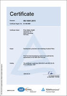ISO 9001:2015 QS Certificate Prinz Optics