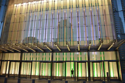 Colour effect glass in tower one, World Trade Center 