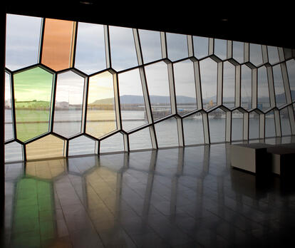 Harpa concert hall and conference centre Reykjavik, facade from inside